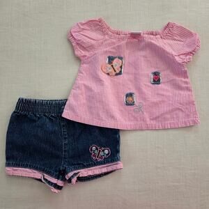 Y2k Butterfly Gignham Top + Shorts Set 0-6 months